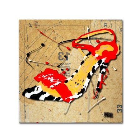 Roderick Stevens 'Zebra Heel Red' Canvas Art,18x18